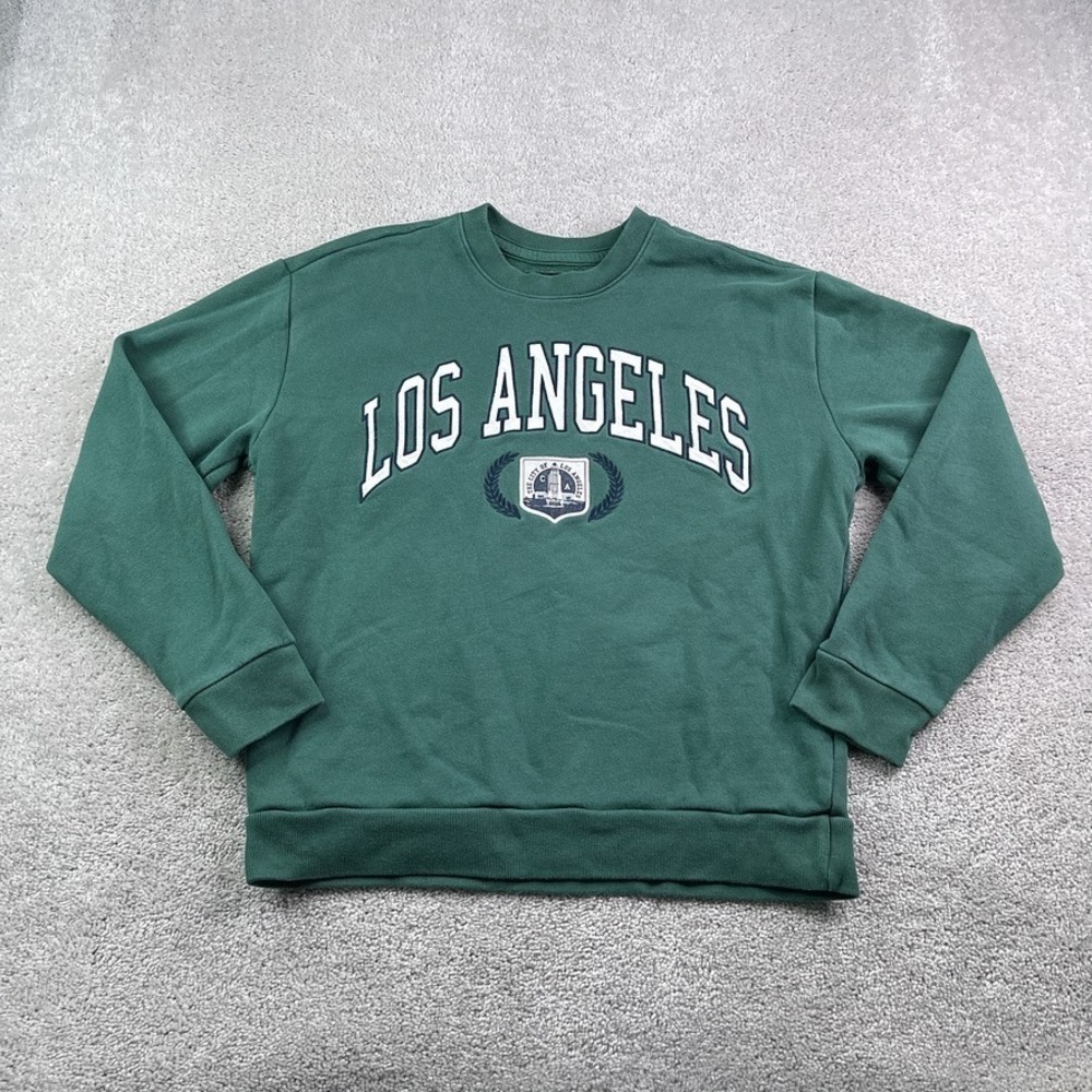 Hollister Los Angeles Sweatshirt Mens Medium Green Relaxed Crewneck Pullover